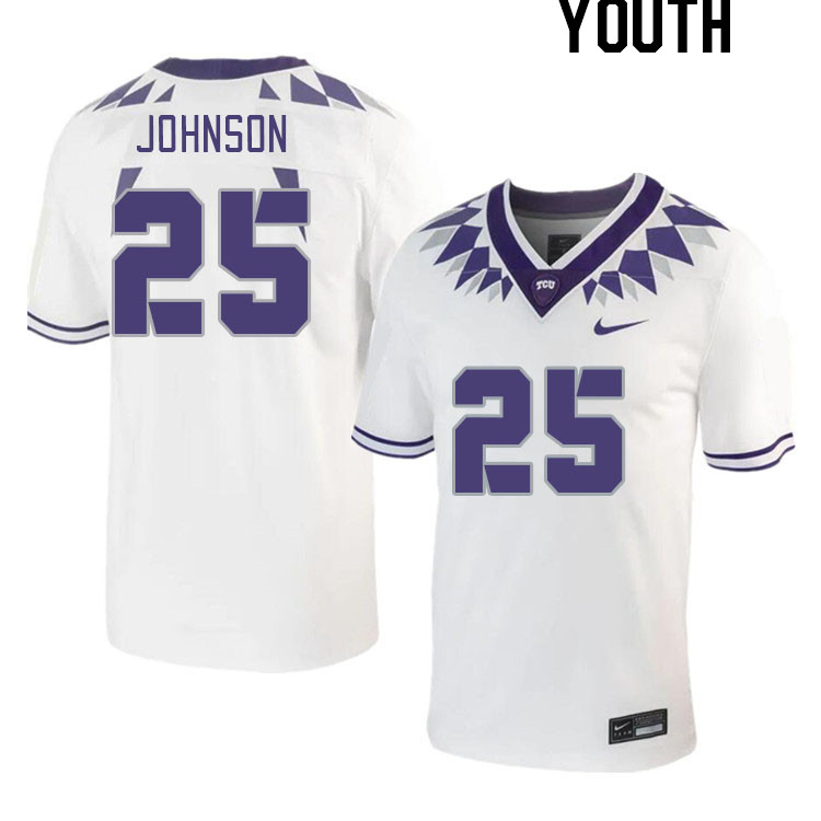 Youth #25 Jamel Johnson TCU Horned Frogs 2023 College Footbal Jerseys Stitched-White